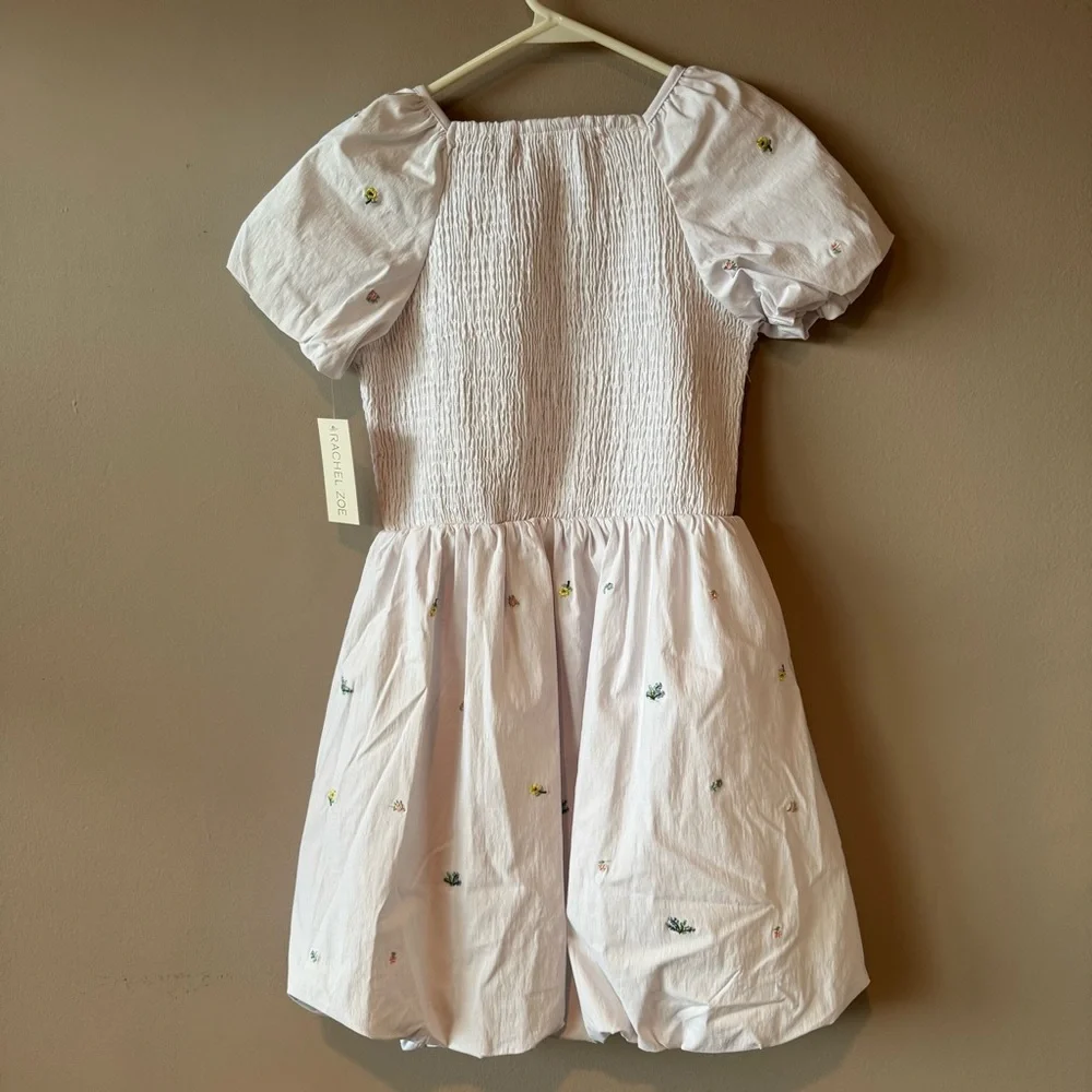 Rachel Zoe Girls NWT Smocked Puff Sleeve‎ Floral Embroidered Dress Size 12 Youth